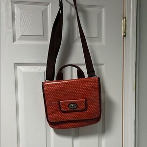 Polka Dot Orange Crossbody Fossil Bag